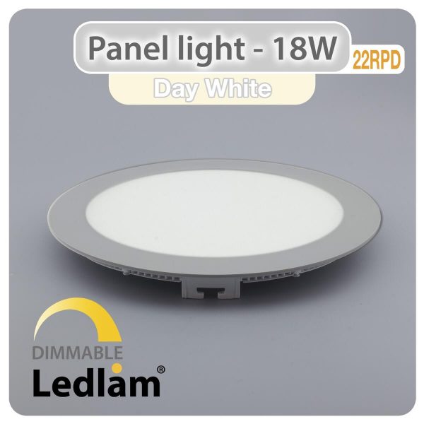 Ledlam LED Panel Light 18W Round 22RPD silver dimmable Day White 30614