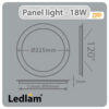 Ledlam LED Panel Light 18W Round 22RPD silver dimmable Dimensions