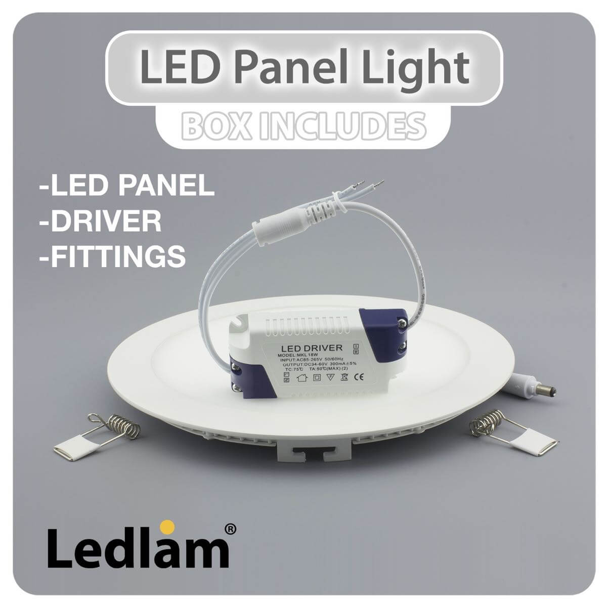 LED Panel Light 18W Square 2222SP brushed steel - Ledlam Lighting