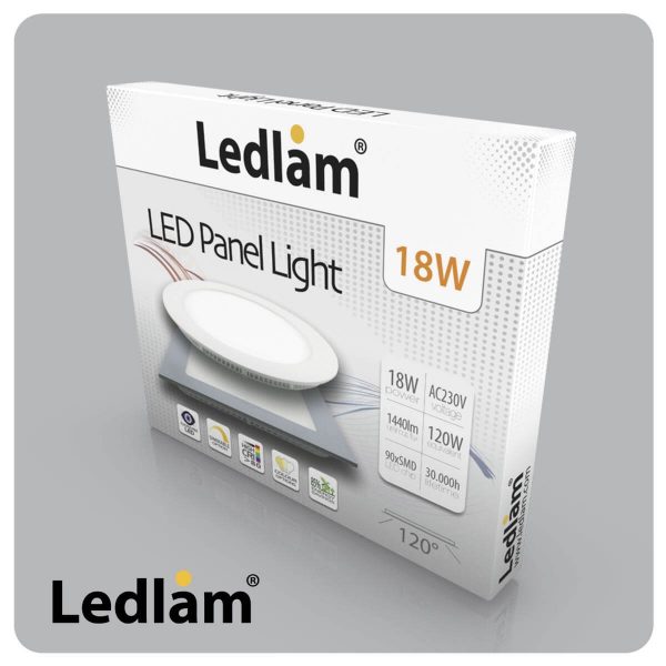 Ledlam LED Panel Light 18W Square 2222SPD dimmable 06
