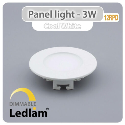 Ledlam LED Panel Light 3W Round 9RPD dimmable Cool White 30780