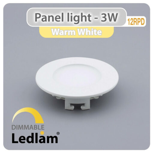 Ledlam LED Panel Light 3W Round 9RPD dimmable Warm White 30782
