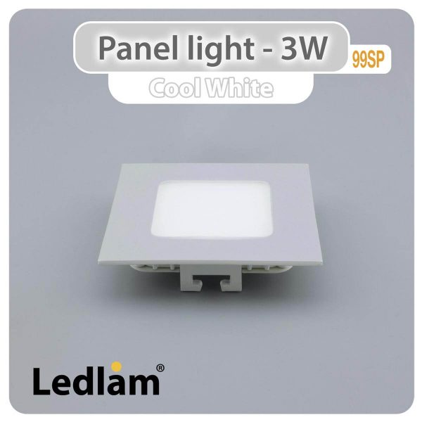 Ledlam LED Panel Light 3W Square 99SP silver Cool White 30773