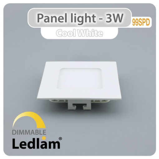 Ledlam LED Panel Light 3W Square 99SPD dimmable Cool White 30779
