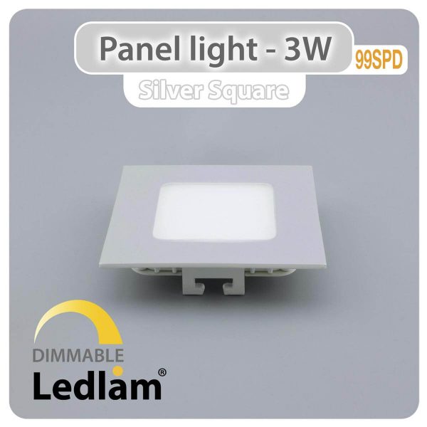 Ledlam LED Panel Light 3W Square 99SPD silver dimmable 01