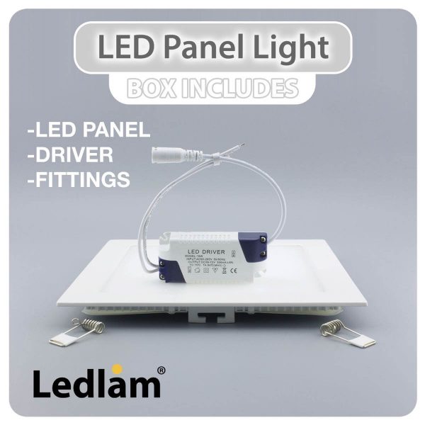 Ledlam LED Panel Light 3W Square 99SPD silver dimmable 02