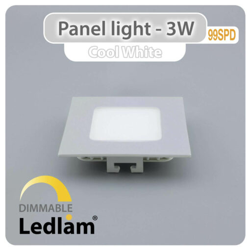 Ledlam LED Panel Light 3W Square 99SPD silver dimmable Cool White 30840