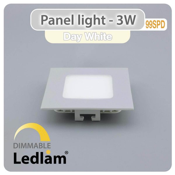 Ledlam LED Panel Light 3W Square 99SPD silver dimmable Day White 30839