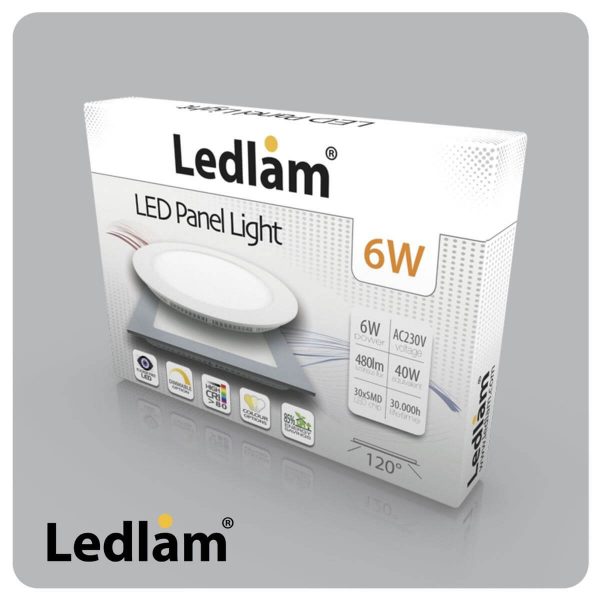 Ledlam LED Panel Light 6W Round 12RPD silver dimmable 06