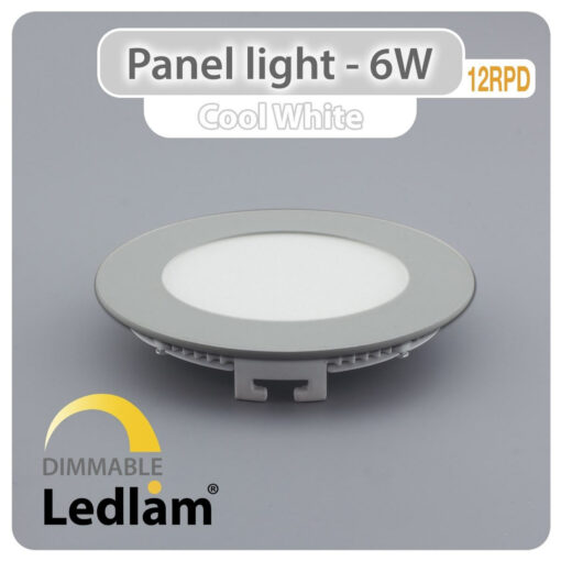 Ledlam LED Panel Light 6W Round 12RPD silver dimmable Cool White