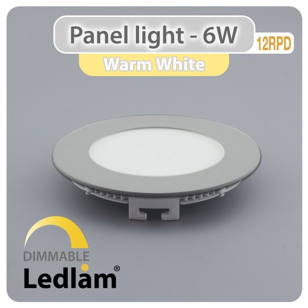 Ledlam LED Panel Light 6W Round 12RPD silver dimmable Warm White 30543