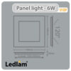 Ledlam LED Panel Light 6W Square 1212SP Dimensions