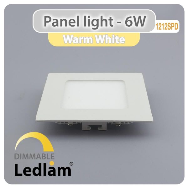 Ledlam LED Panel Light 6W Square 1212SPD dimmable Warm White 30385