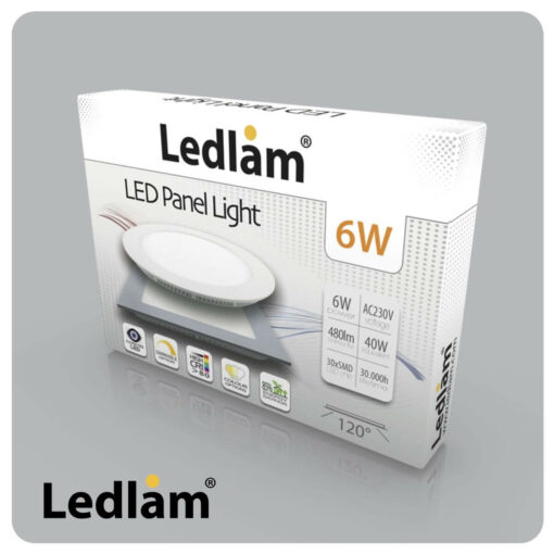Ledlam LED Panel Light 6W Square 1212SPD silver dimmable 06