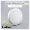 Ledlam LED Surface Panel Light 12W Round 17RPSD silver dimmable Cool White 30594