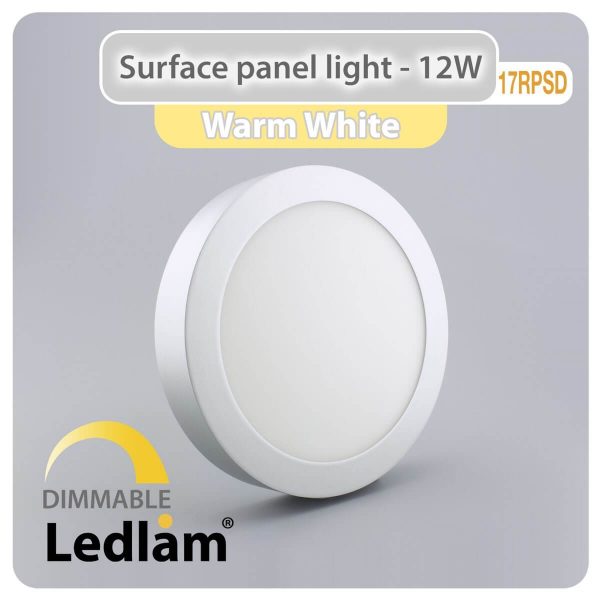Ledlam LED Surface Panel Light 12W Round 17RPSD silver dimmable Warm White 30590