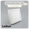 Ledlam LED Surface Panel Light 12W Square 1717SPS Day White 30576