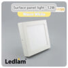 Ledlam LED Surface Panel Light 12W Square 1717SPS Warm White 30575