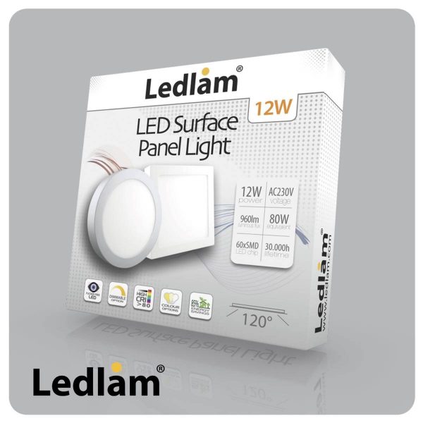 Ledlam LED Surface Panel Light 12W Square 1717SPS silver 06