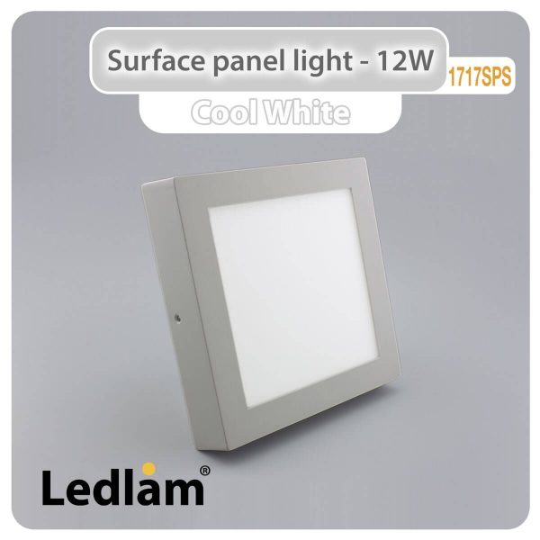 Ledlam LED Surface Panel Light 12W Square 1717SPS silver Cool White 30574