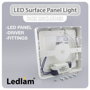 Ledlam LED Surface Panel Light 12W Square 1717SPSD dimmable 02