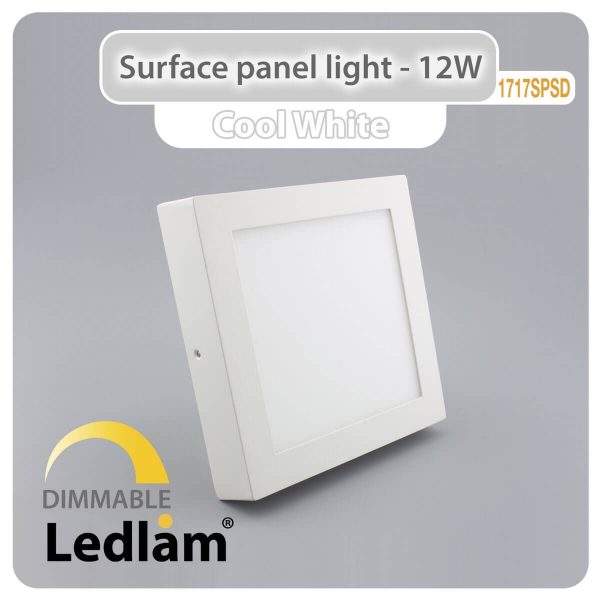 Ledlam LED Surface Panel Light 12W Square 1717SPSD dimmable Cool White 30589