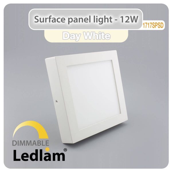 Ledlam LED Surface Panel Light 12W Square 1717SPSD dimmable Day White 30588