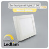 Ledlam LED Surface Panel Light 12W Square 1717SPSD dimmable Warm White 30587