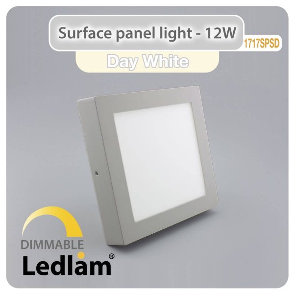 Ledlam LED Surface Panel Light 12W Square 1717SPSD silver dimmable Day White 30585