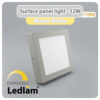 Ledlam LED Surface Panel Light 12W Square 1717SPSD silver dimmable Warm White 30584