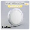 Ledlam LED Surface Panel Light 18W Round 22RPS silver Warm White 30440