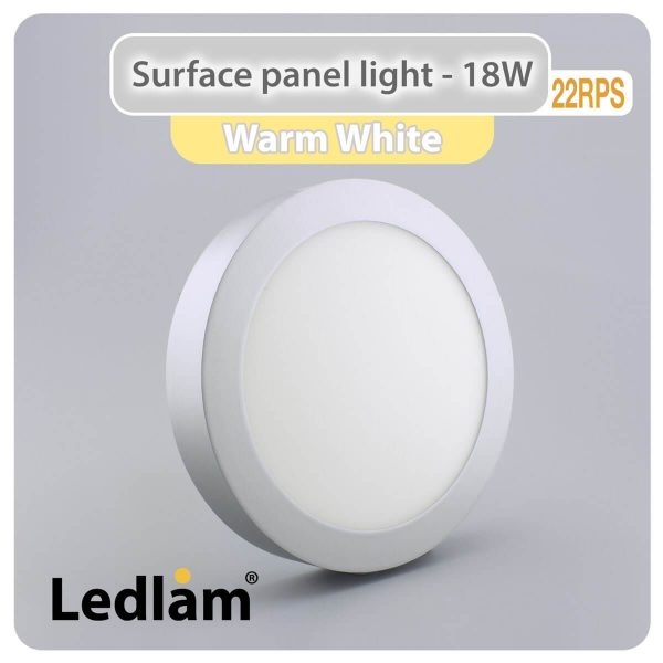 Ledlam LED Surface Panel Light 18W Round 22RPS silver Warm White 30440