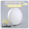 Ledlam LED Surface Panel Light 18W Round 22RPSD dimmable Warm White 30603