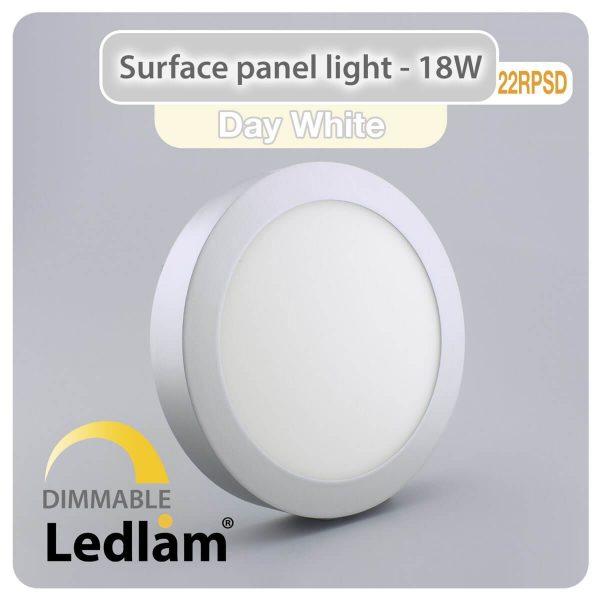 Ledlam LED Surface Panel Light 18W Round 22RPSD silver dimmable Day White 30604