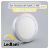 Ledlam LED Surface Panel Light 18W Round 22RPSD silver dimmable Warm White 30602