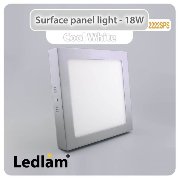 Ledlam LED Surface Panel Light 18W Square 2222SPS silver Cool White 30569