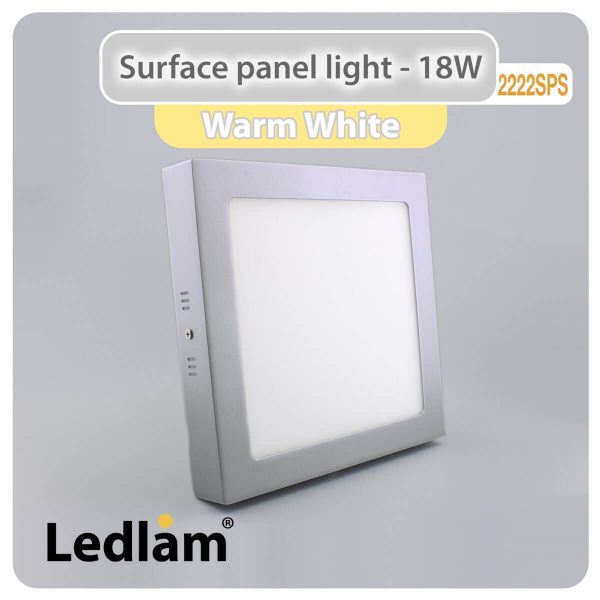 Ledlam LED Surface Panel Light 18W Square 2222SPS silver Warm White 30442