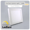 Ledlam LED Surface Panel Light 18W Square 2222SPSD dimmable Cool White 30601