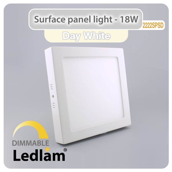 Ledlam LED Surface Panel Light 18W Square 2222SPSD dimmable Day White 30599