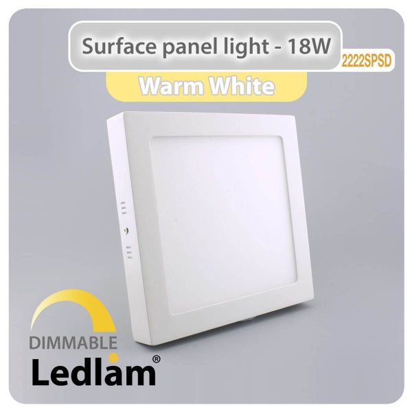 Ledlam LED Surface Panel Light 18W Square 2222SPSD dimmable Warm White 30597