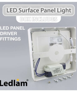 Ledlam LED Surface Panel Light 18W Square 2222SPSD silver dimmable 02