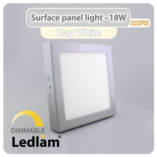 Ledlam LED Surface Panel Light 18W Square 2222SPSD silver dimmable Day White 30598