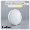 Ledlam LED Surface Panel Light 24W Round 30RPS Warm White 30737