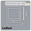 Ledlam LED Surface Panel Light 24W Square 3030SPS Dimensions