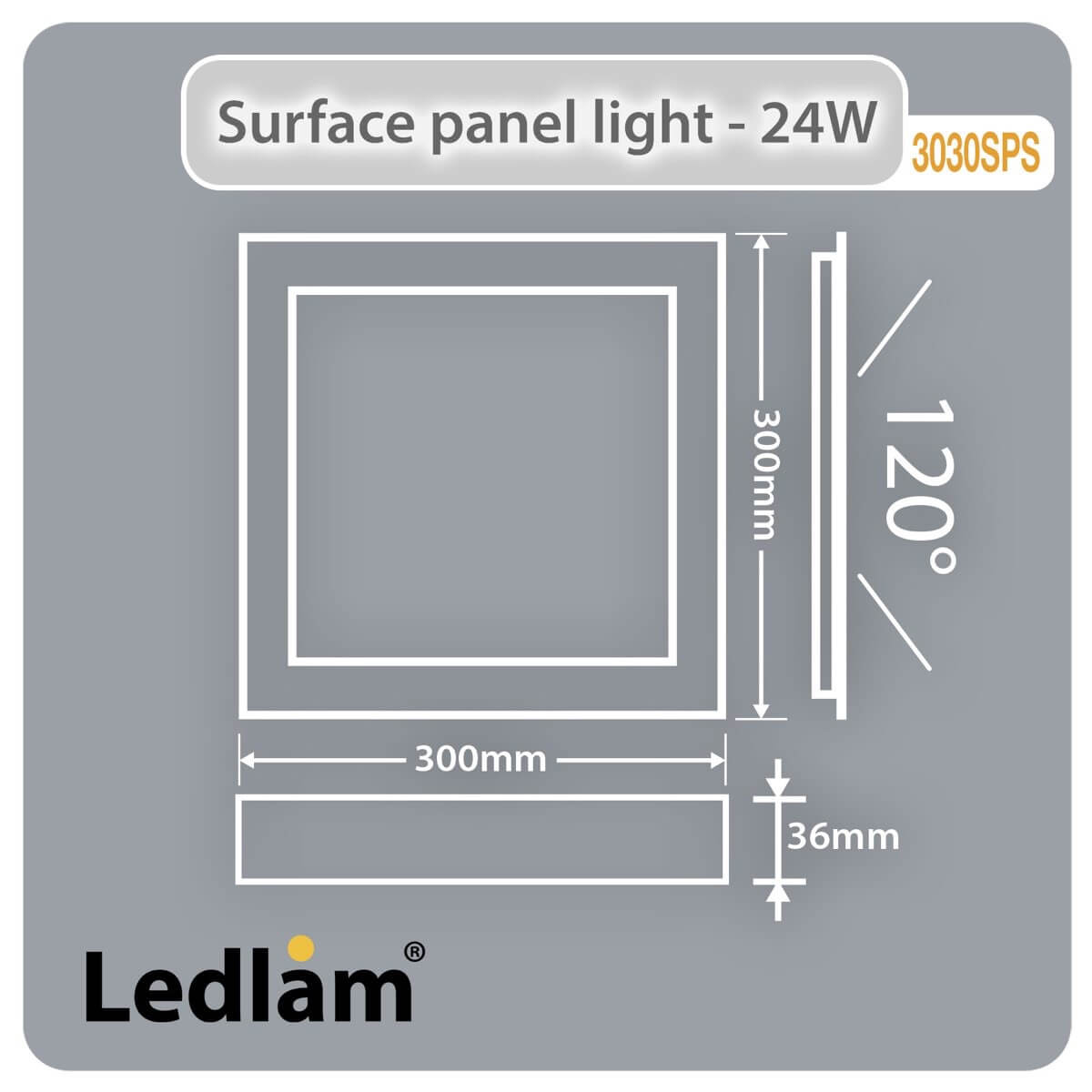 Panel Plano LED 24W Luz Blanca 30X30Cm - ILUMAX