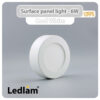 Ledlam LED Surface Panel Light 6W Round 12RPS Cool White 30733