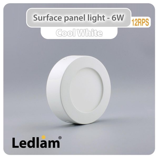Ledlam LED Surface Panel Light 6W Round 12RPS Cool White 30733