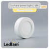 Ledlam LED Surface Panel Light 6W Round 12RPS Warm White 30731