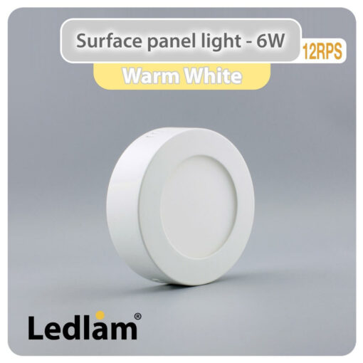 Ledlam LED Surface Panel Light 6W Round 12RPS Warm White 30731