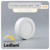 Ledlam LED Surface Panel Light 6W Round 12RPSD dimmable Day White 30791